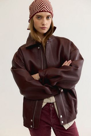 Veste bombardier en cuir végan Ona AGOLDE