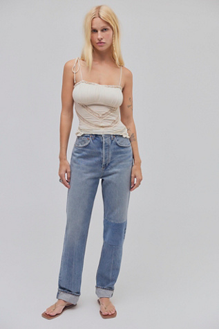 AGOLDE 90s Long Jeans at Free People in Medium Wash, Size: 28