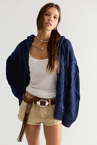 Found Zip-Up Cable Knit Hoodie