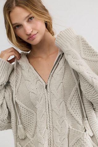 Found Zip-Up Cable Knit Hoodie