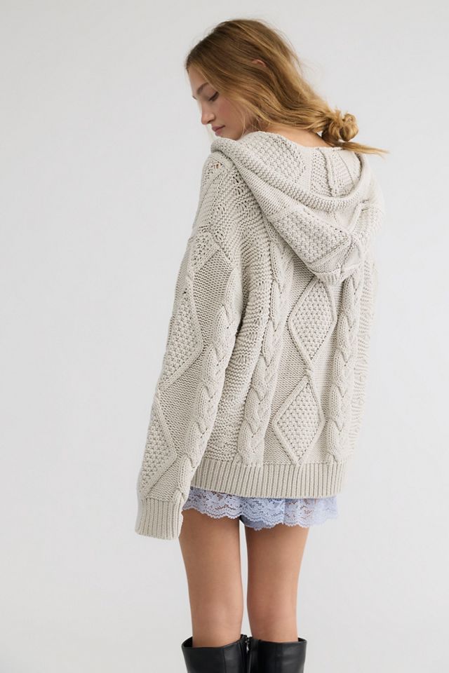 Sweat à capuche Found zippé en tricot torsadé #1