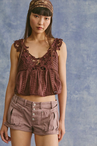 We The Free Calipsa Micro Cargo Shorts at Free People in Brown, Size: US 0