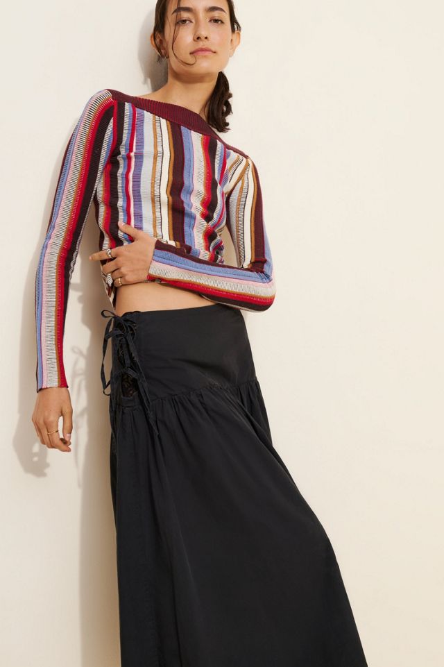 Re_Nuuly x Riley Vintage Reworked Lace Tie Waist Break Midi Skirt