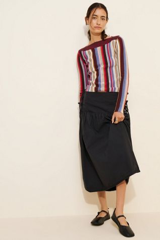 Re_Nuuly x Riley Vintage Reworked Lace Tie Waist Break Midi Skirt