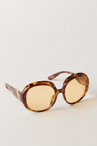Женские солнцезащитные очки Free People Arlo Oversized Round Sunglasses, цвет: Гавана — фото 3