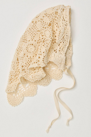 Lilliana Crochet Hair Scarf by Curried Myrrh at Free People in White
