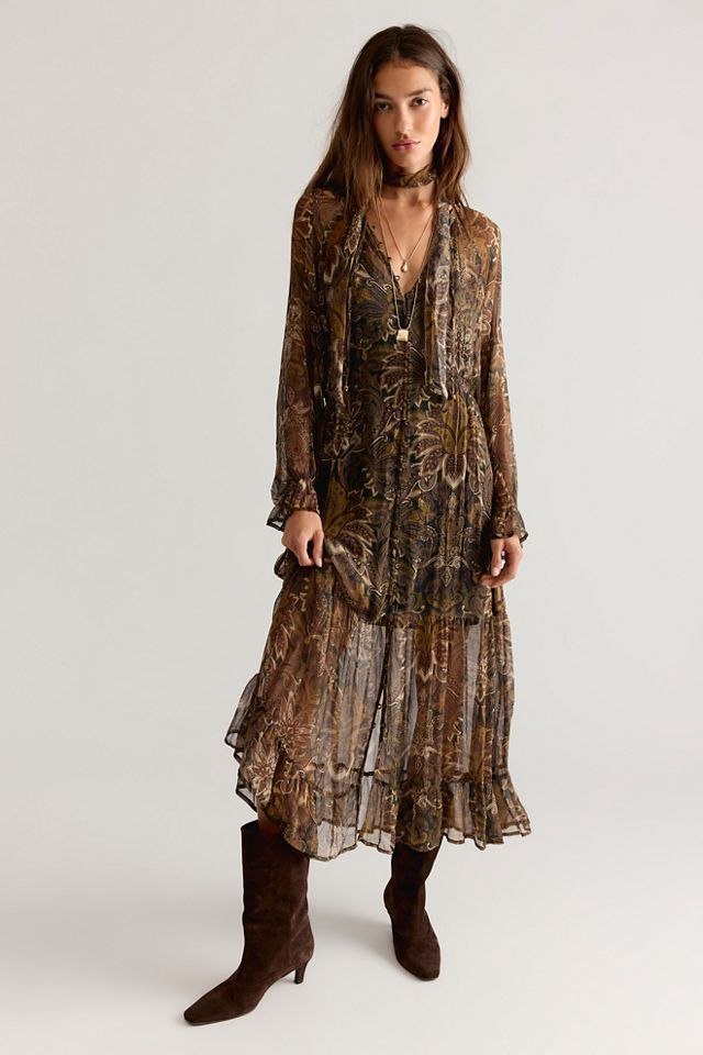 Spell Damask Button Through Midi Dress #3