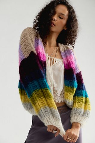Cardigan Bomber en Maille Côtelée Duveteuse Maiami
