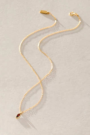Set & Stones Marquise Birthstone Charm Necklace at Free People in Gold