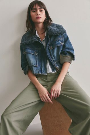 We The Free Heart Land Cozy Denim Cropped Jacket
