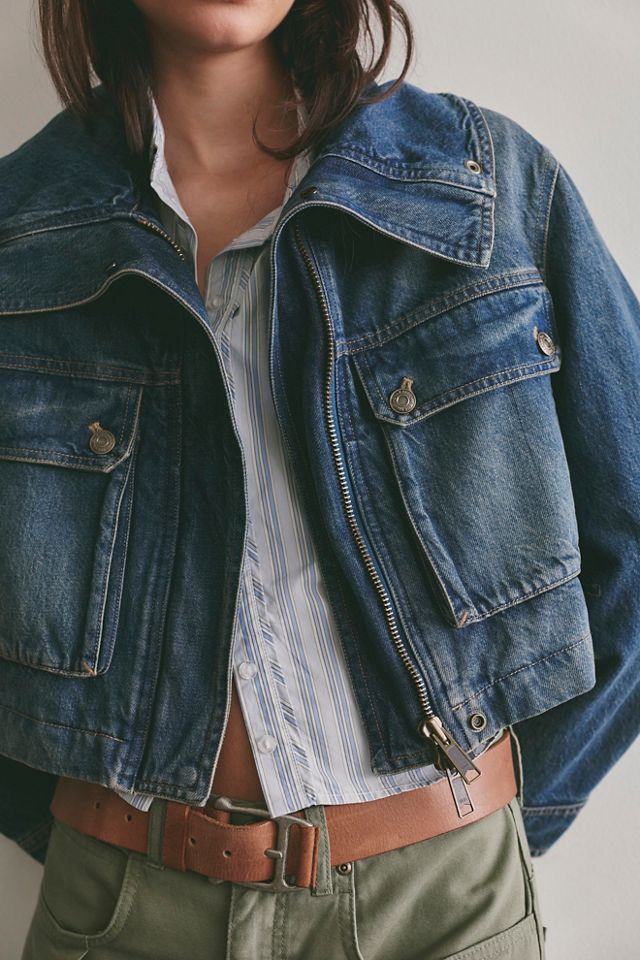 We The Free Heart Land Cozy Denim Cropped Jacket #3