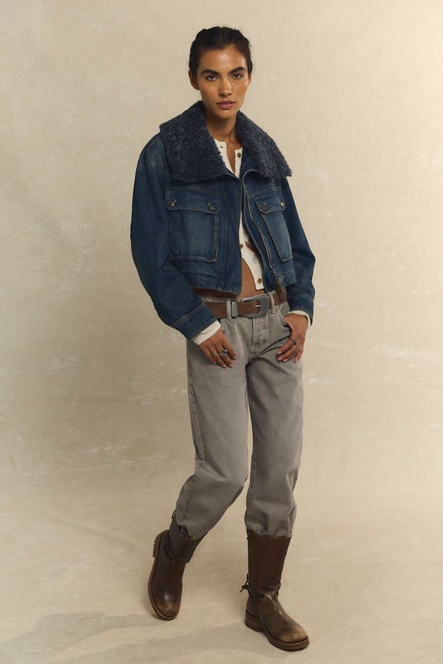 We The Free Heart Land Cozy Denim Cropped Jacket #1
