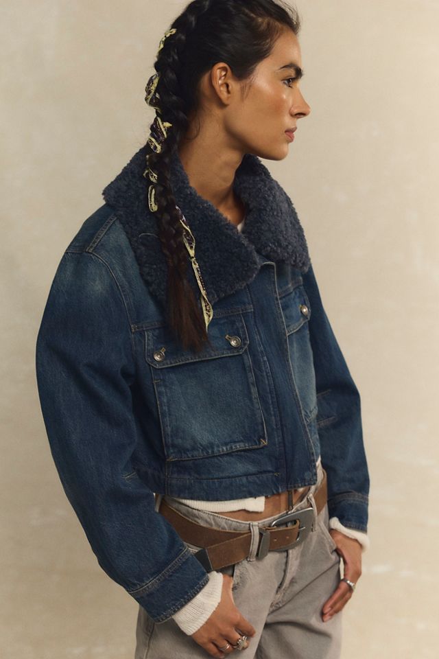 We The Free Heart Land Cozy Denim Cropped Jacket #3