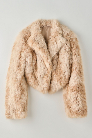 Женская куртка Free People Supernova Cropped Faux Fur, цвет: Слоновая кость комбинированный — фото 2