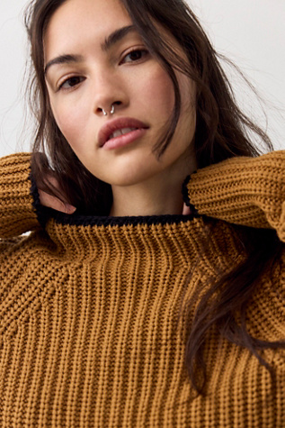Женский свитер Free People Low Tide Crew Neck Knit Pullover, цвет: Миндальный комбинированный — фото 4