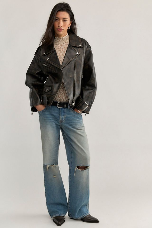 Stand Studio Isobelle Oversized Leather Biker Jacket #2