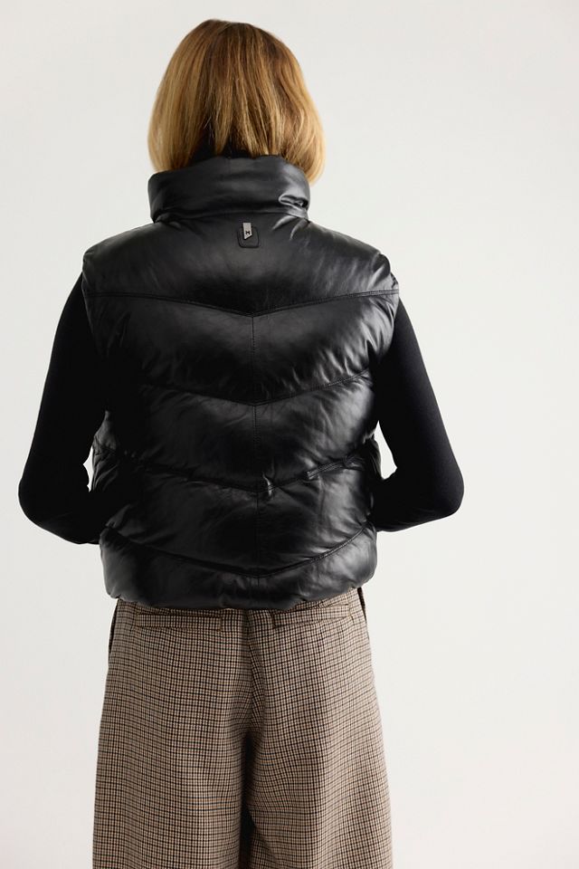 Mauritius Ellen Reversible Funnel-Neck Leather Puffer Vest #1
