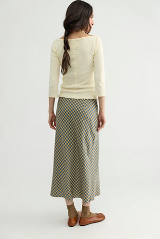 Женская юбка DONNI. The Tencel Plaid Tie Wrap, цвет: Сливочный клетчатый — фото 2