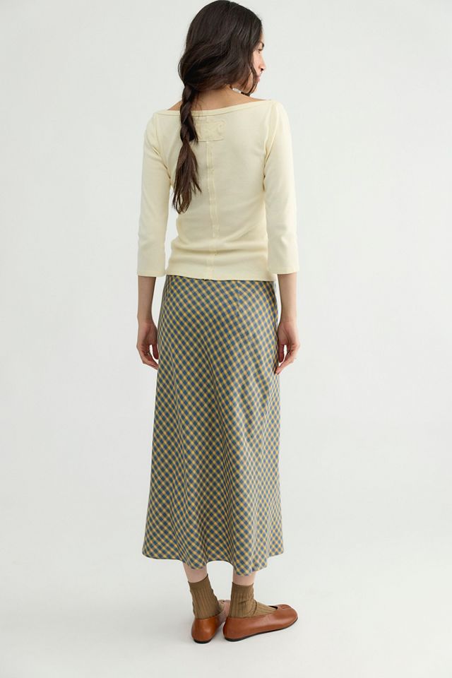 DONNI. Tencel Plaid Tie Wrap Skirt #1