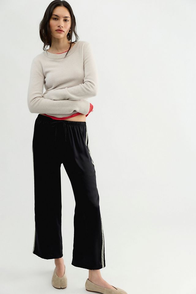 DONNI. The Silk Lace Stripe Crop Pants #1