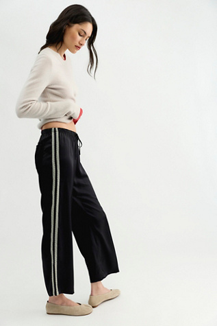 DONNI. The Silk Lace Stripe Crop Pants