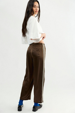 Женские брюки DONNI. The Silk Lace Stripe Crop Pants, цвет: Тёмно-коричневый — фото 3