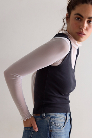 Only Hearts Tulle Purled Mock Neck