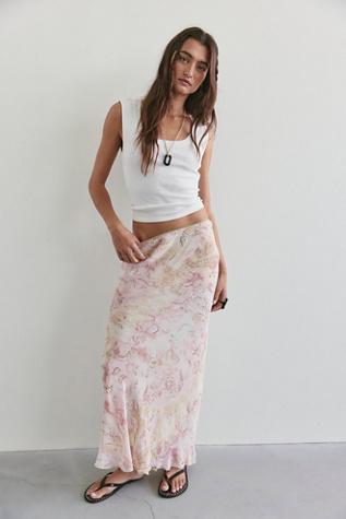 FP One Chloe Printed Maxi Skirt at Free People in Pink, Size: XS