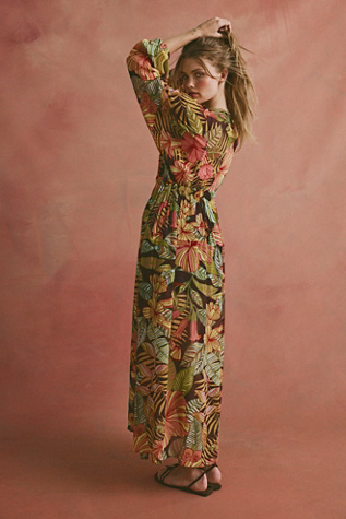 Женские куртки Matthew Williamson x Free People Kantuta Long Sleeve Kaftan, цвет: Винный комбинированный — фото 4