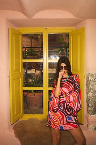 Matthew Williamson x Free People Paradiso Printed Mini Dress at Free People in Pink, Size: S