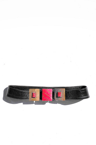 Vintage Coral and Brass Leather Belt Selected by Garbage Soup