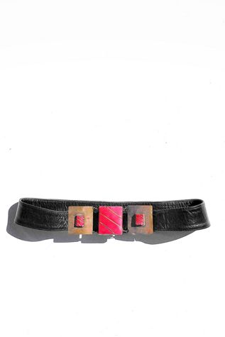 Vintage Coral and Brass Leather Belt Selected by Garbage Soup