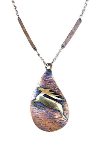 Modernist Copper and Brass Pendant Neclace Selected by Garbage Soup
