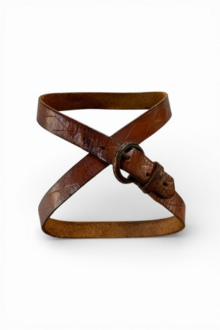 Vintage Handmade Distressed Leather Skinny Belt Selected by SharpLilTeeth