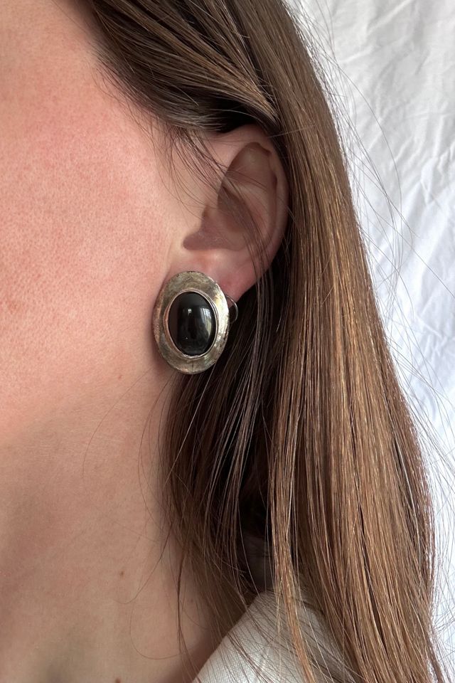 Vintage Sterling Silver and Onyx Stud Earrings Selected by Grievous Angel Vintage #2