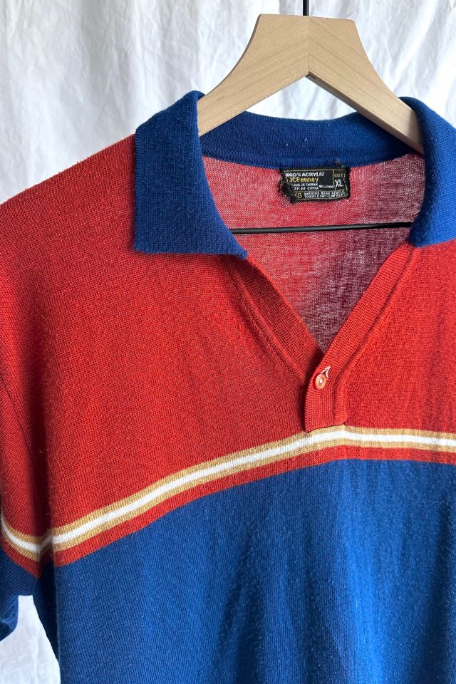 Vintage 1970s Rust and Navy Polo Shirt Selected by Grievous Angel Vintage #2