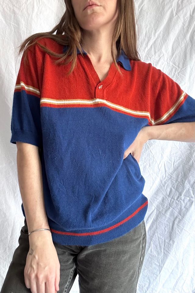 Vintage 1970s Rust and Navy Polo Shirt Selected by Grievous Angel Vintage #3