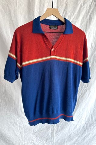 Vintage 1970s Rust and Navy Polo Shirt Selected by Grievous Angel Vintage