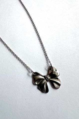 Vintage Sterling Silver Mini Bow Necklace Selected by Grievous Angel Vintage