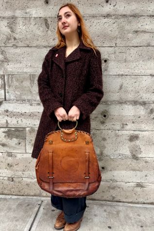 1970’s Large Leather Whipstitch Bag Selected by Nomad Vintage