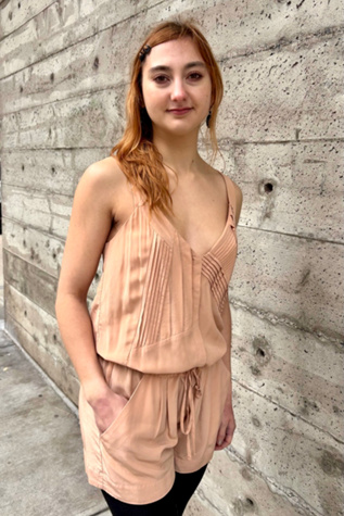 Peach Silk Romper Selected by Nomad Vintage