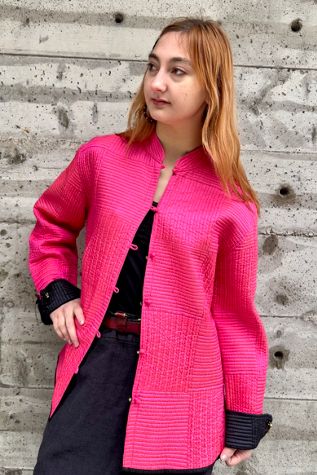 1980’s Pink & Black Reversible Quilted Jacket Selected by Nomad Vintage