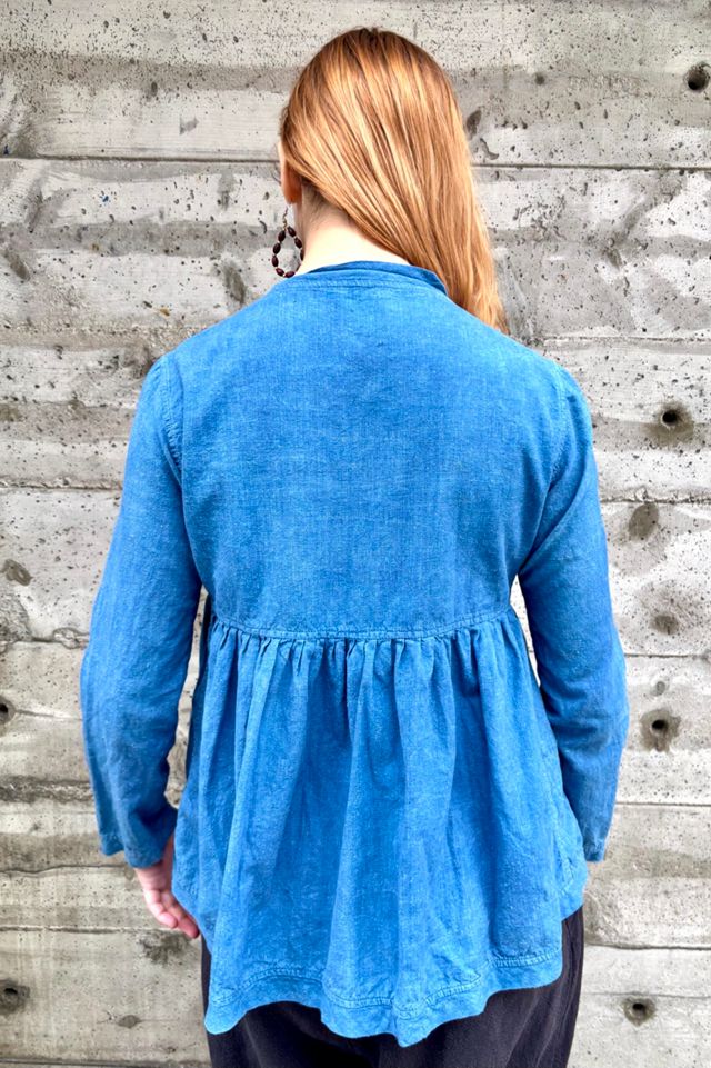 Vintage Matta Indigo Tie Front Blouse Selected by Nomad Vintage #1