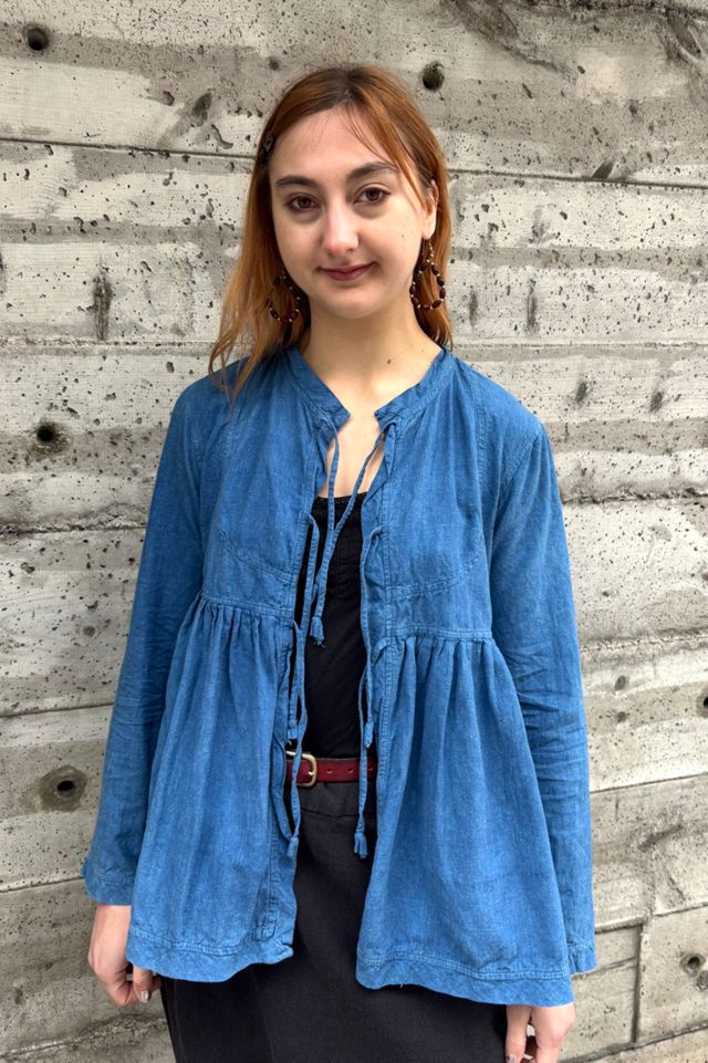 Vintage Matta Indigo Tie Front Blouse Selected by Nomad Vintage #2