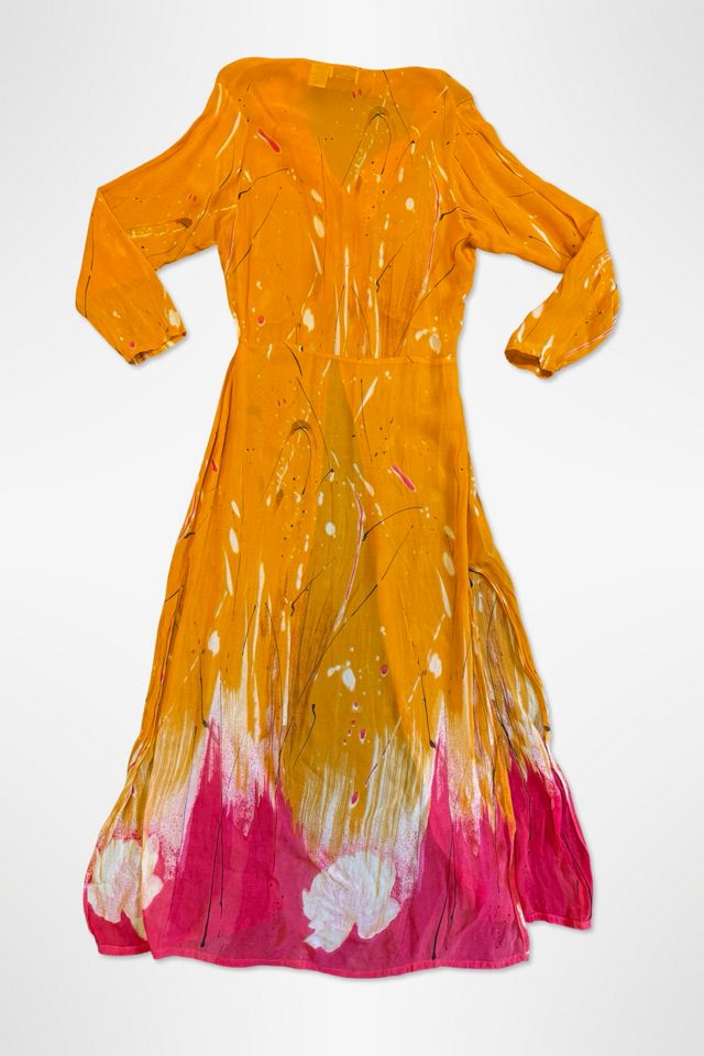 1990s Saffron Chiffon Abstract Duster Dress Selected By Ritual Vintage #2