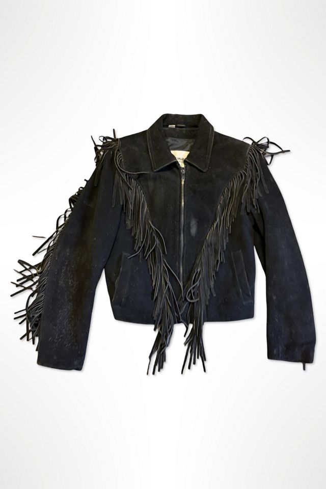 1980s Wilsons Black Suede Western Fringe Jacket Selected By Ritual Vintage #3