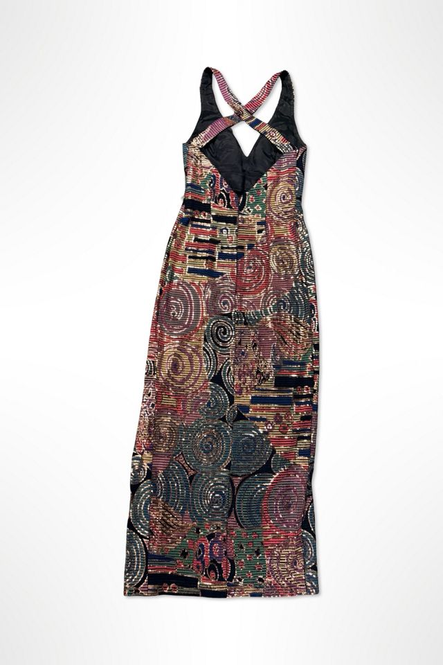 1980s Lillie Rubin Iconic Mosaic Tile Print Gown Selected By Ritual Vintage #1