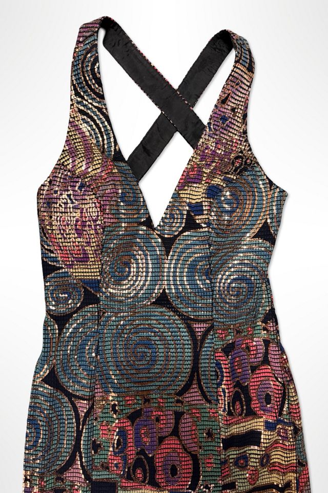 1980s Lillie Rubin Iconic Mosaic Tile Print Gown Selected By Ritual Vintage #2