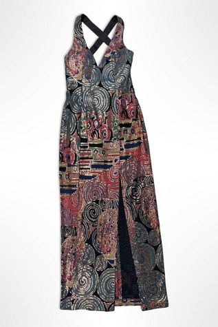 1980s Lillie Rubin Iconic Mosaic Tile Print Gown Selected By Ritual Vintage