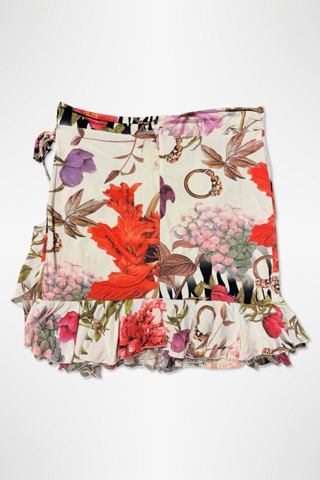 Y2K Roberto Cavalli Aesthetic Floral Ruffle Mini Skirt Selected By Ritual Vintage #1